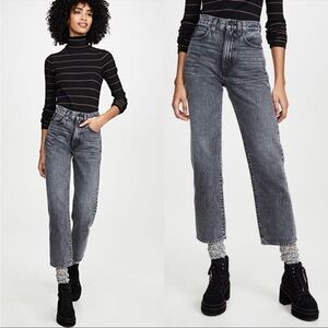 NWT SLVRLAKE London Crop Gray Black Tennessee Moon Straight Jeans 32